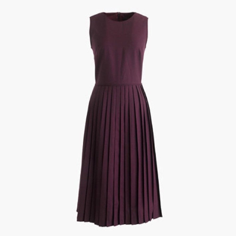 JCrew A-line pleated dress in maroon
